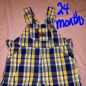 Little boys toddler retro plaid short overalls size 24 months